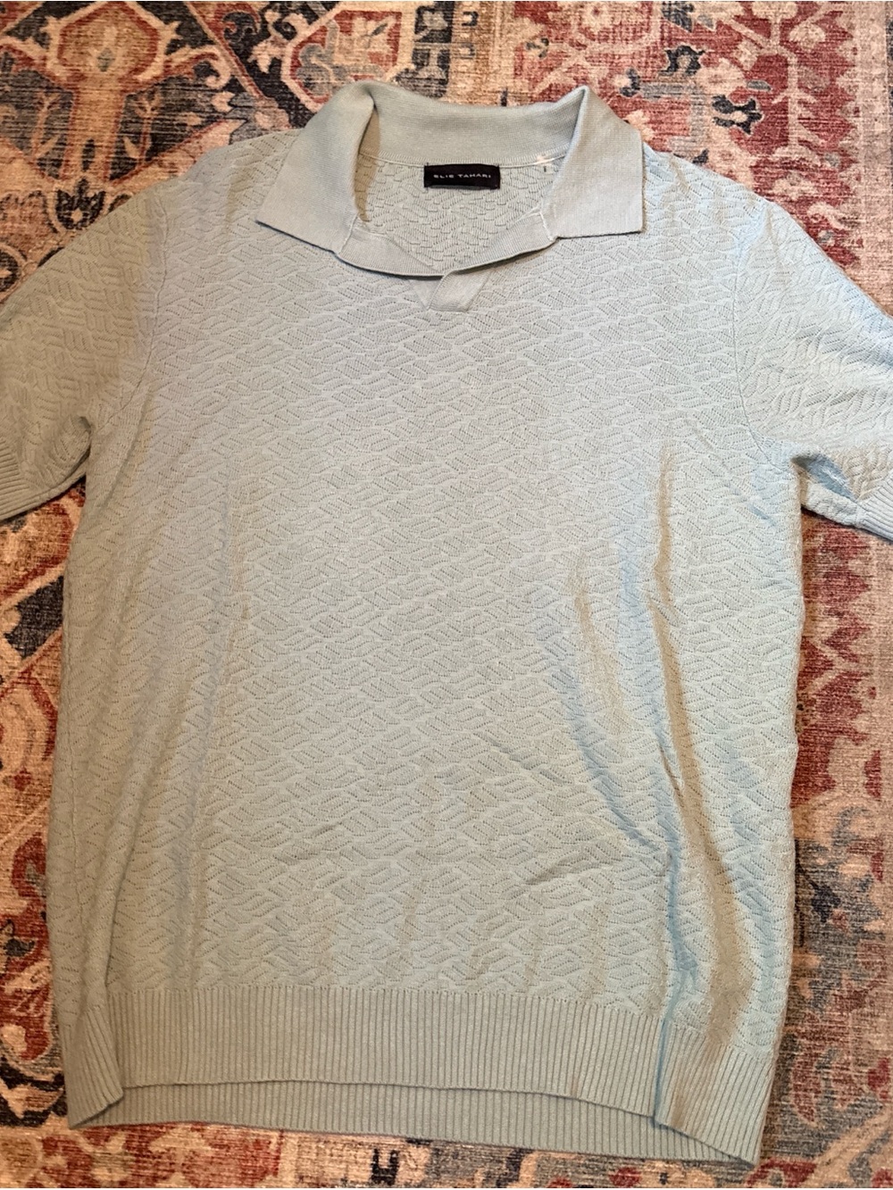 Elie Tahari Men’s Light Blue Textured knit Polo